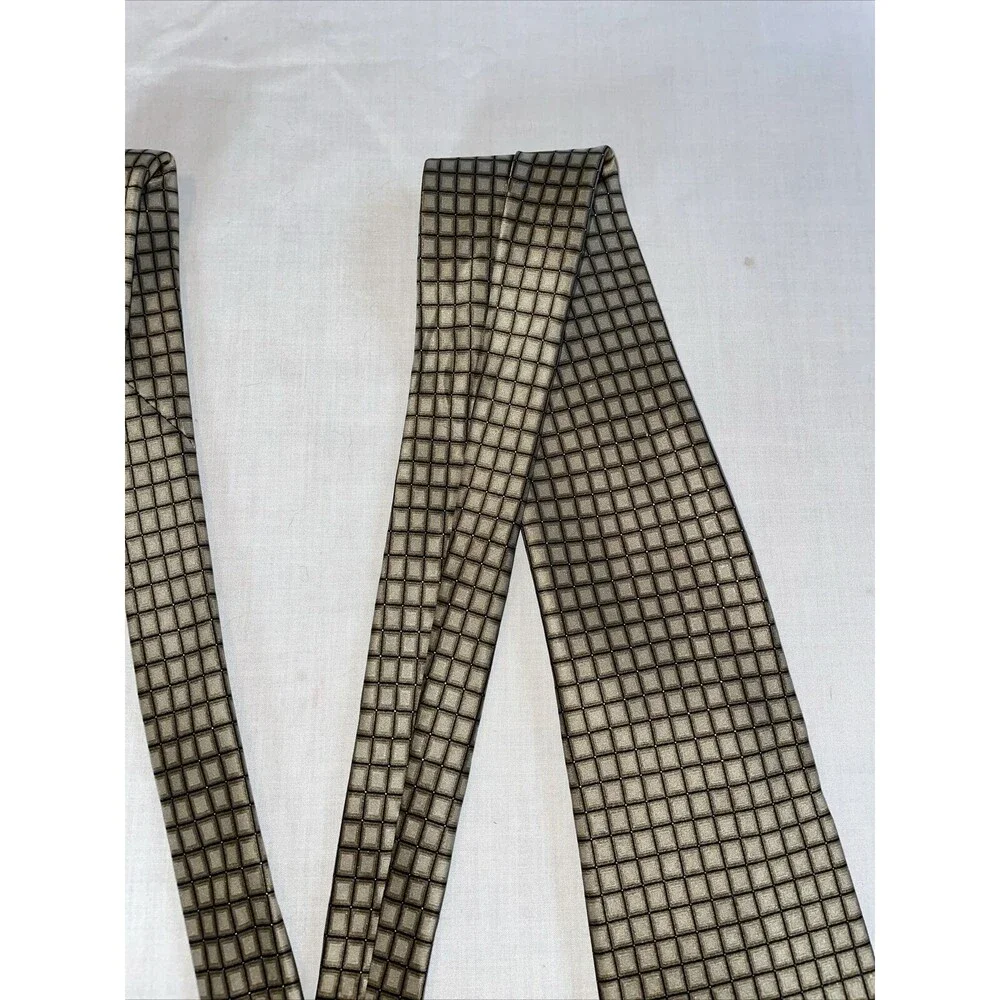 Don Loper Beverly Hills Dress Tie Mens Size 62” Gold Geometric 100% Silk Formal